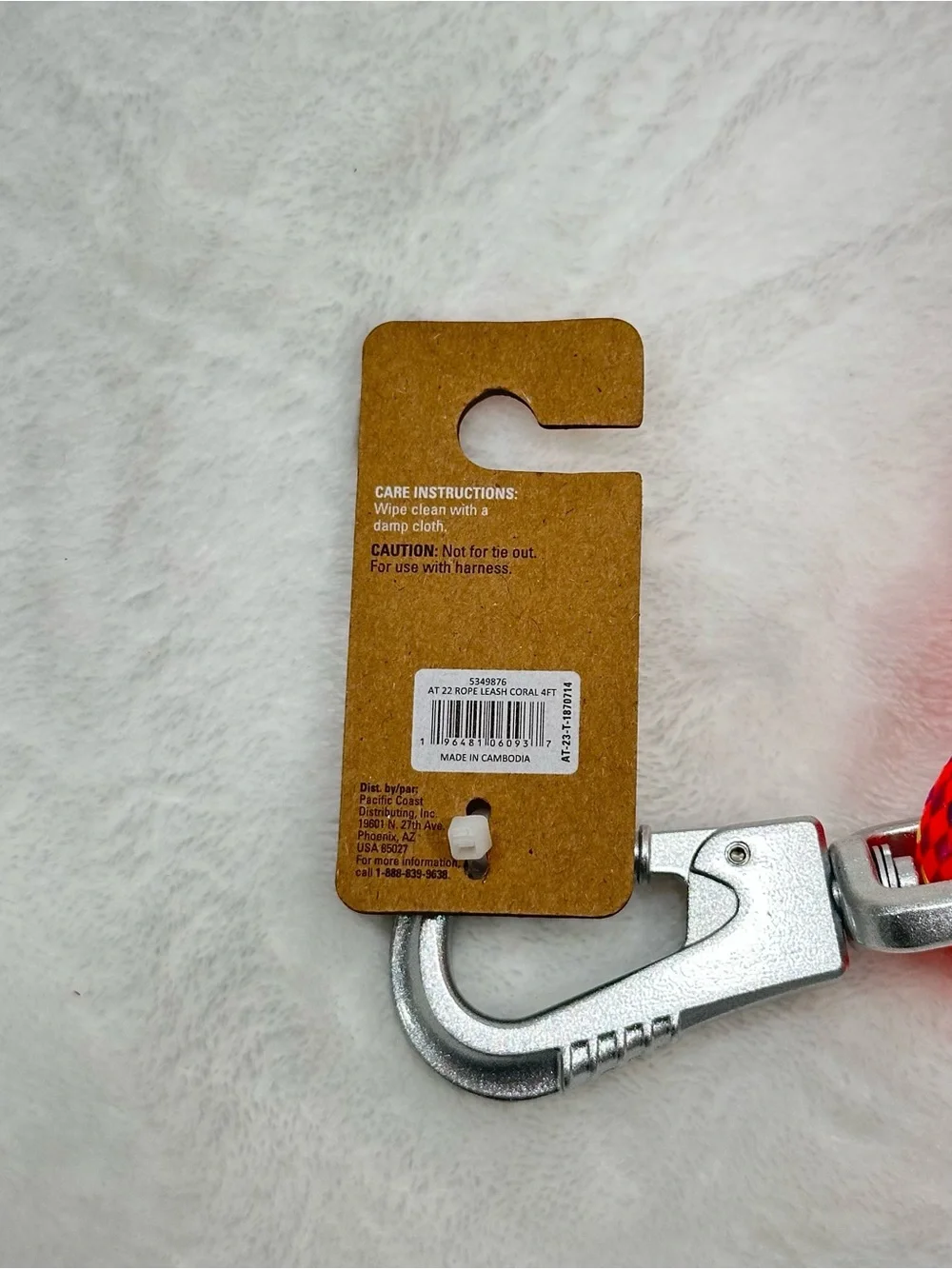 Arcadia Trail Orange Coral Paracord Dog Leash 4ft Heavy Duty NWT